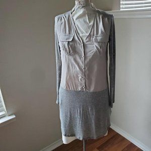 NWT SO SIE UNDER SKIES PALE GREEN & GRAY DRESS WITH POCKETS .SIZE SMALL CUTE